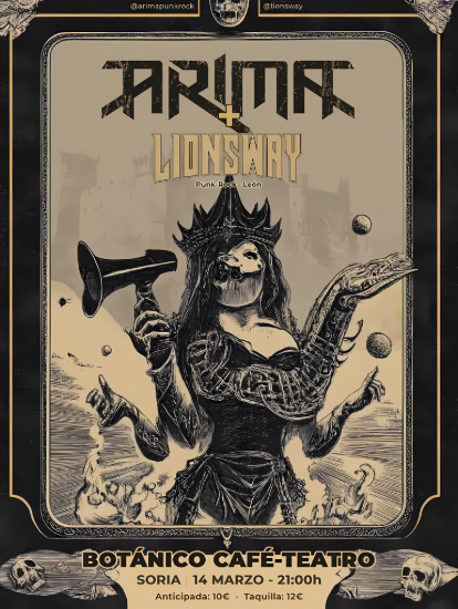 Fotografía promocional de Concierto de Arima + Lionsway en Soria
