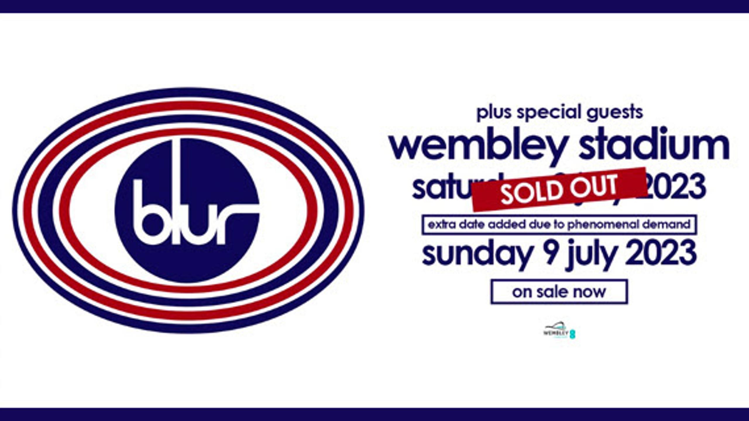 Blur concert tickets for Wembley Stadium, London Sunday, 9 July 2023