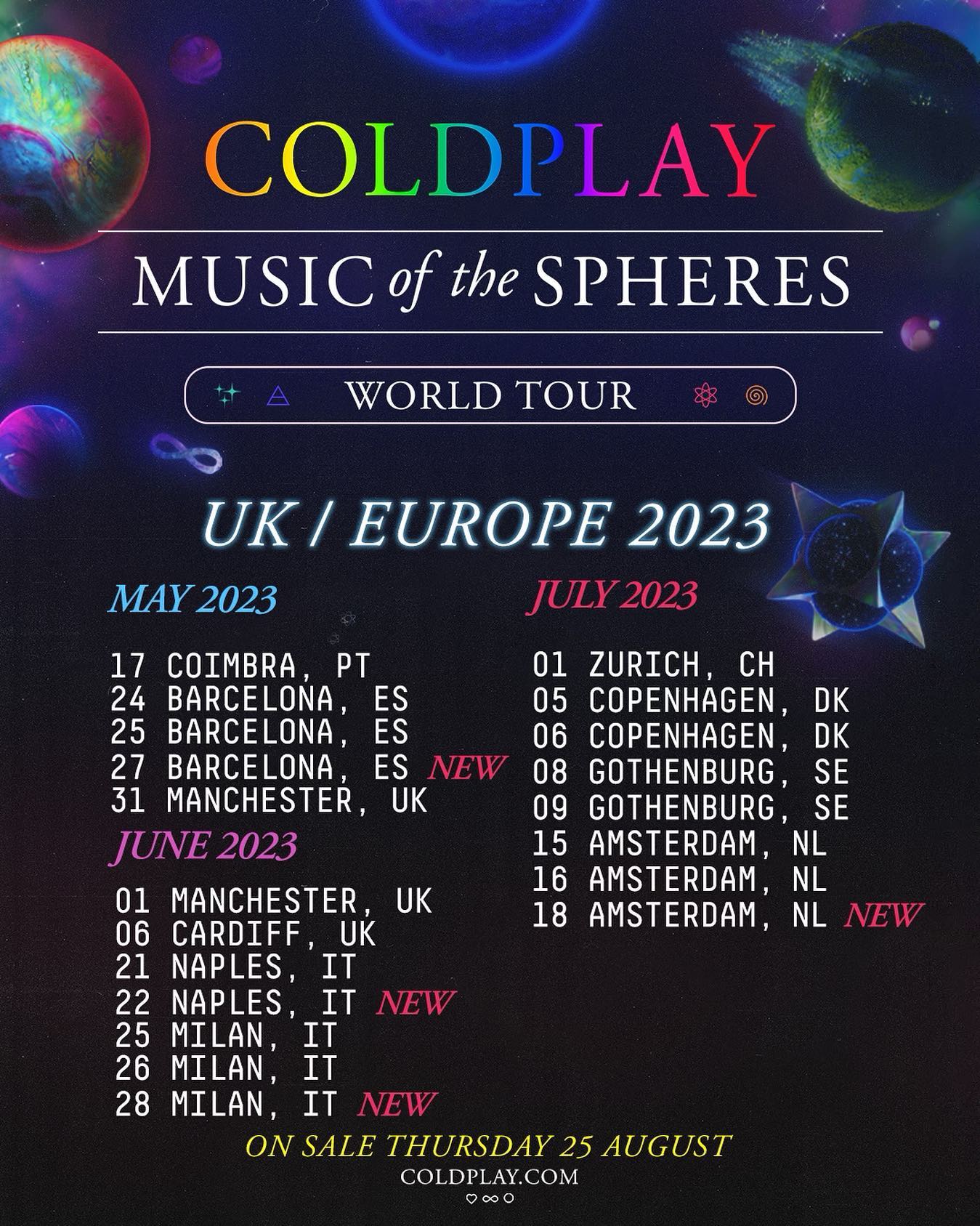 Coldplay Concertos Datas