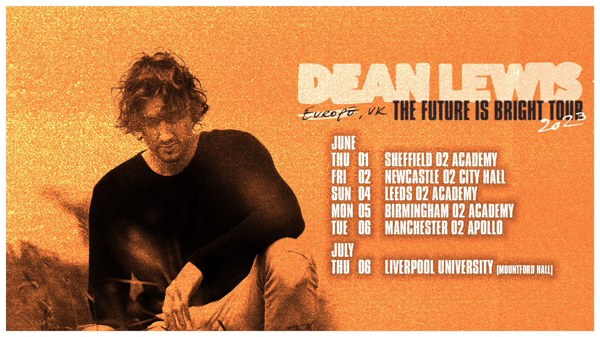 Fotografía promocional de Concierto de Dean Lewis en Manchester