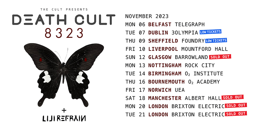 Promotional photograph of Concierto de Death Cult en Liverpool.