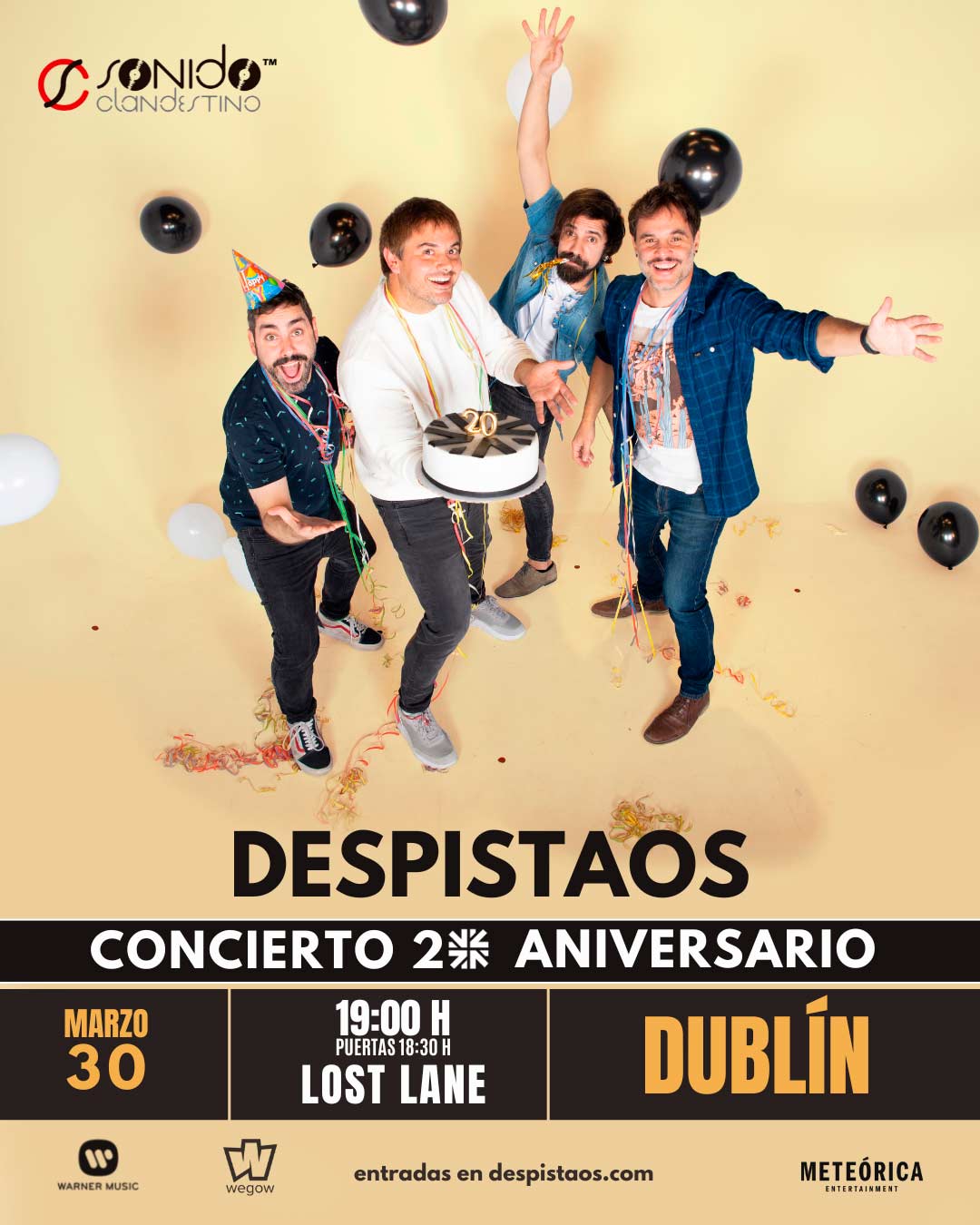 Fotografía promocional de Concierto de DESPISTAOS en Dublin - NUEVA FECHA