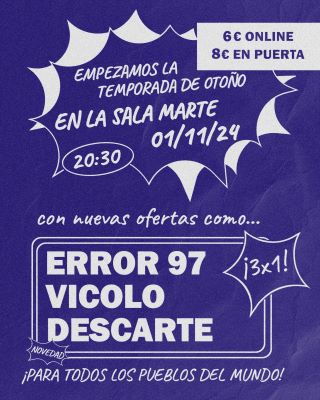 Fotografía promocional de Concierto de Error 97, Descartes y Vicolo en la Sala Marte.