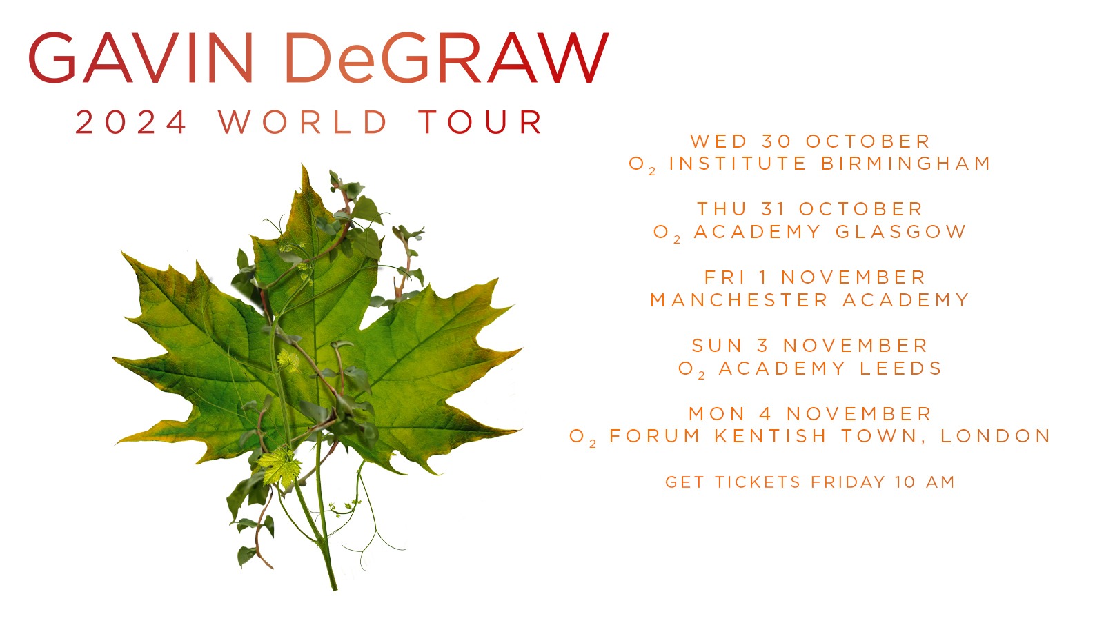 Promofoto von Concierto de Gavin DeGraw en Manchester.