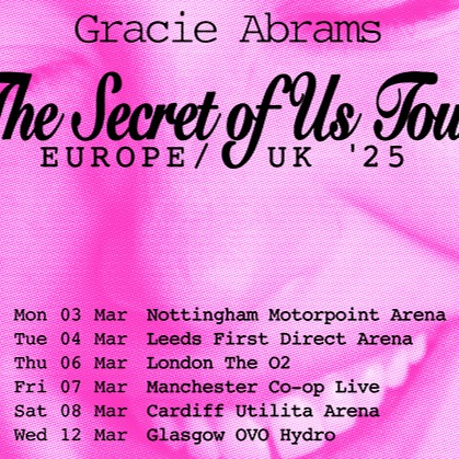 Fotografía promocional de Concierto de Gracie Abrams en Dublin