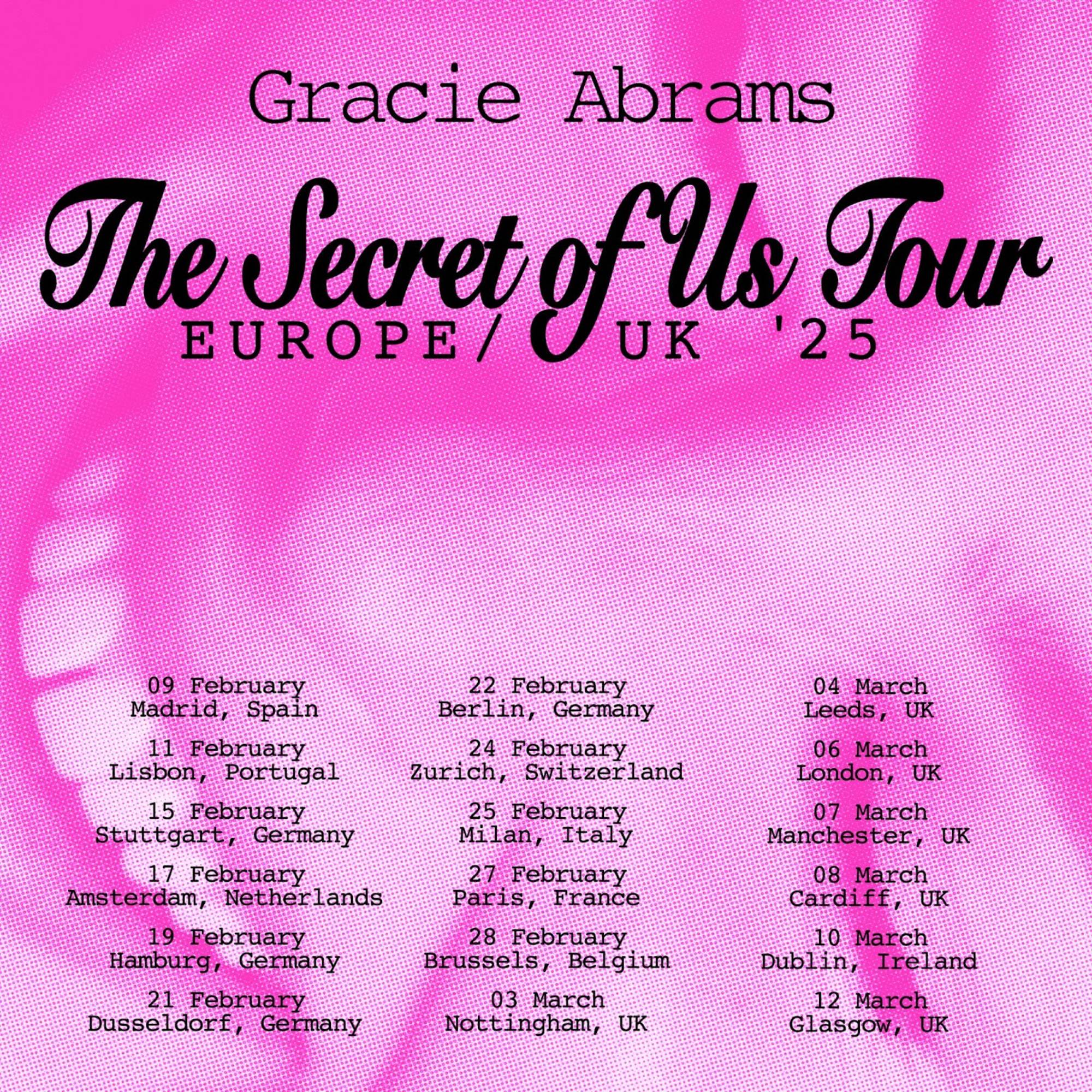 Photographie promotionnelle de Concierto de Gracie Abrams en París.