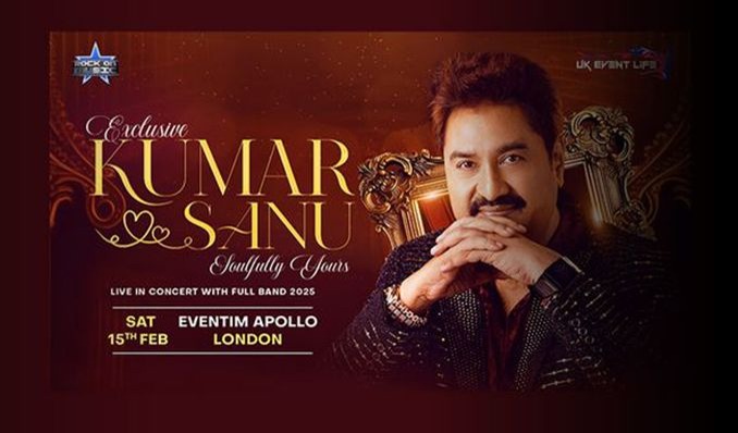 Promotional photograph of Concierto de Kumar Sanu en Londres.