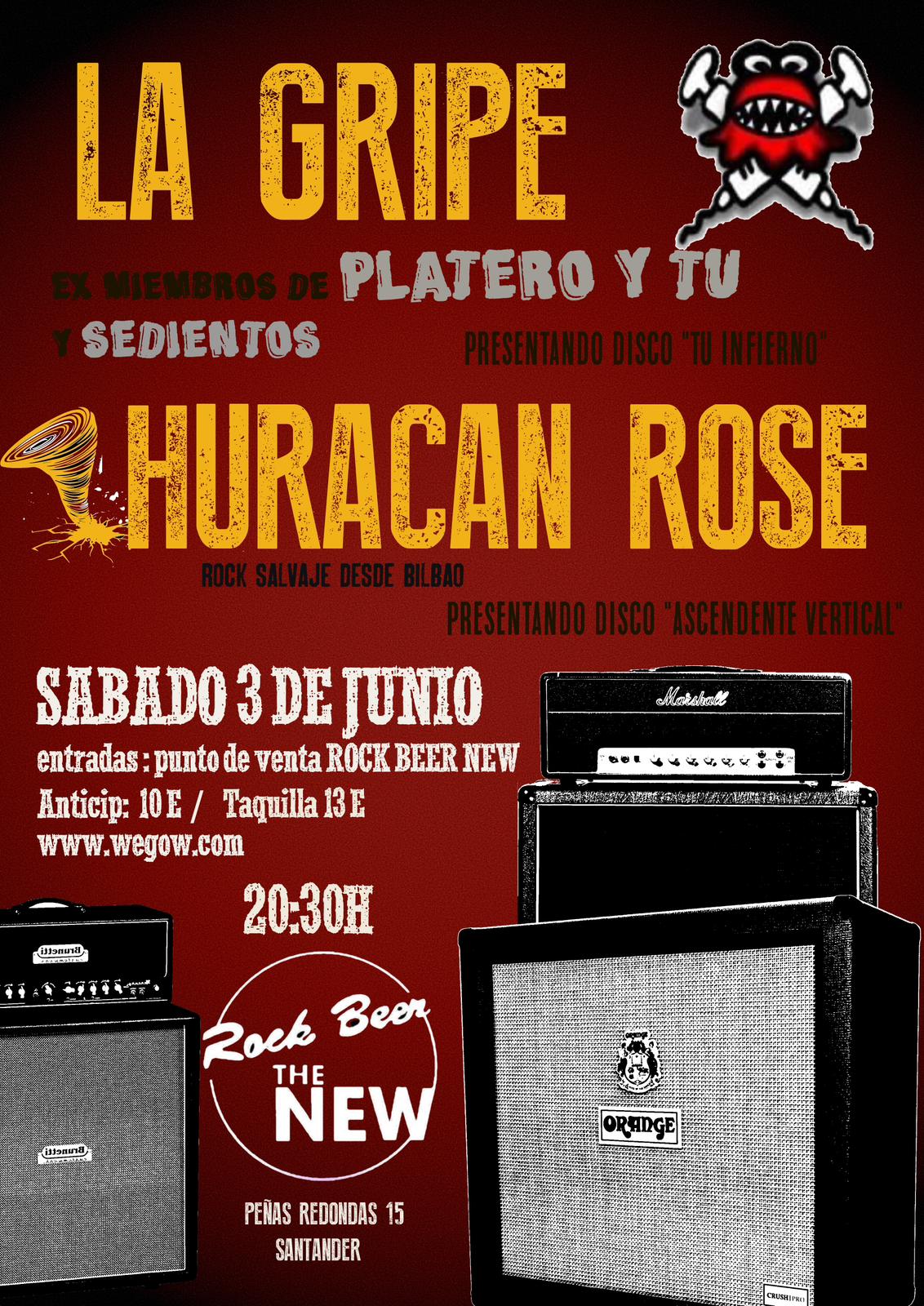 Fotografía promocional de Concierto de LA GRIPE y HURACAN ROSE en Santander