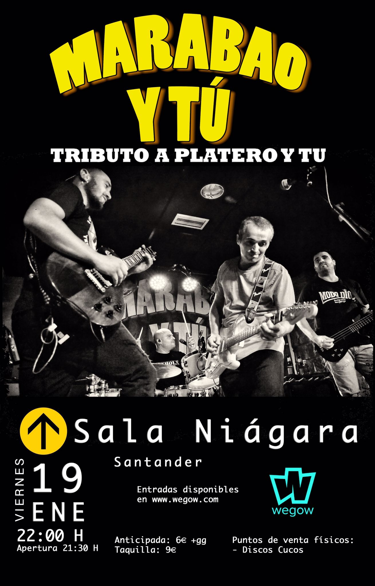 Fotografía promocional de Concierto de Marabao Y tú - Tributo a Platero Y Tú en Santander. Sala Niagara