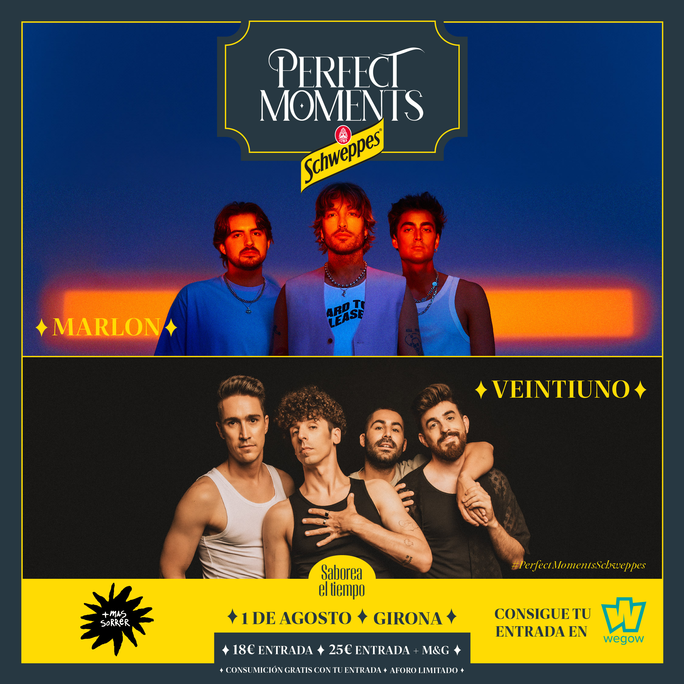 Fotografía promocional de Concierto de Marlon + Veintiuno en Perfect Moments by Schweppes