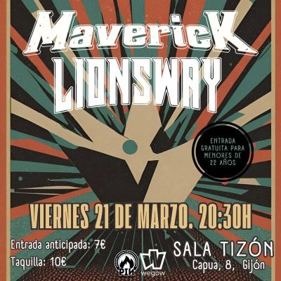 Promotional photograph of Concierto de Maverick + Lionsway en Sala Tizón, Gijón.