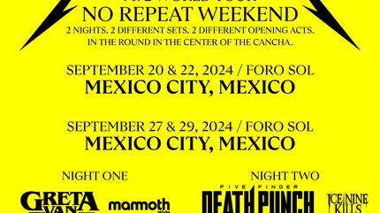Metallica concert in Iztacalco (20 - 29 Sep) | M72 World Tour