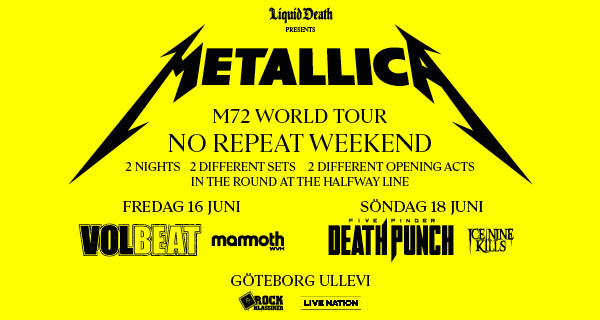 Promotional photograph of Concierto de Metallica en Gotemburgo (16 - 18 Jun) | M72 World Tour.