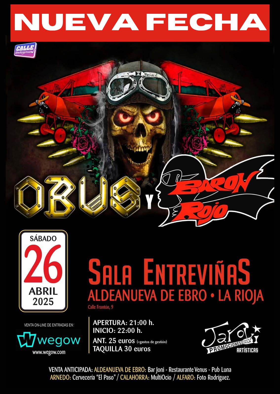 Fotografía promocional de Concierto de Obús y Barón Rojo en Aldeanueva de Ebro