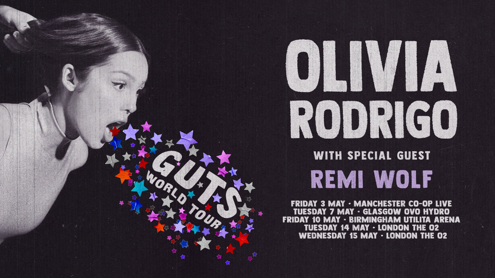 Fotografía promocional de Concierto de Olivia Rodrigo en Glasgow | Guts World Tour