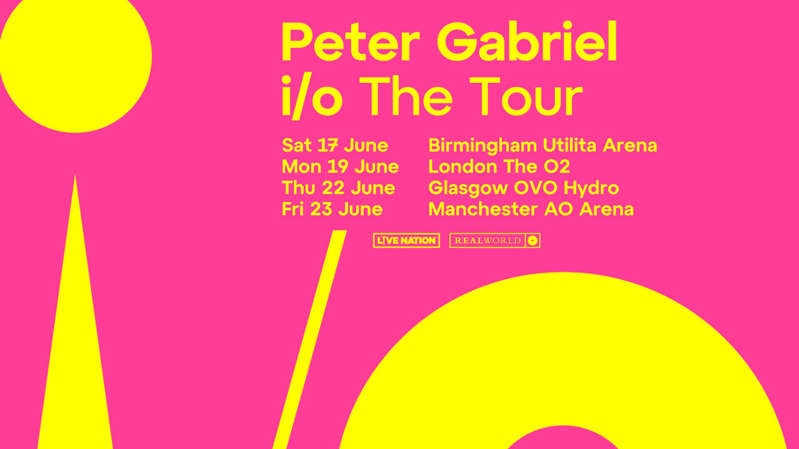 Peter Gabriel concert tickets for Manchester AO Arena, Manchester
