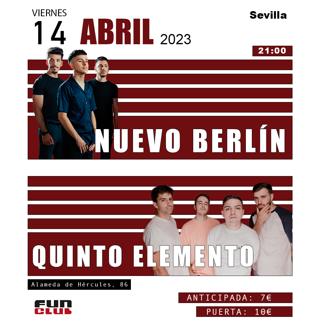 Fotografía promocional de Concierto de Quinto Elemento y Nuevo Berlín en Sevilla