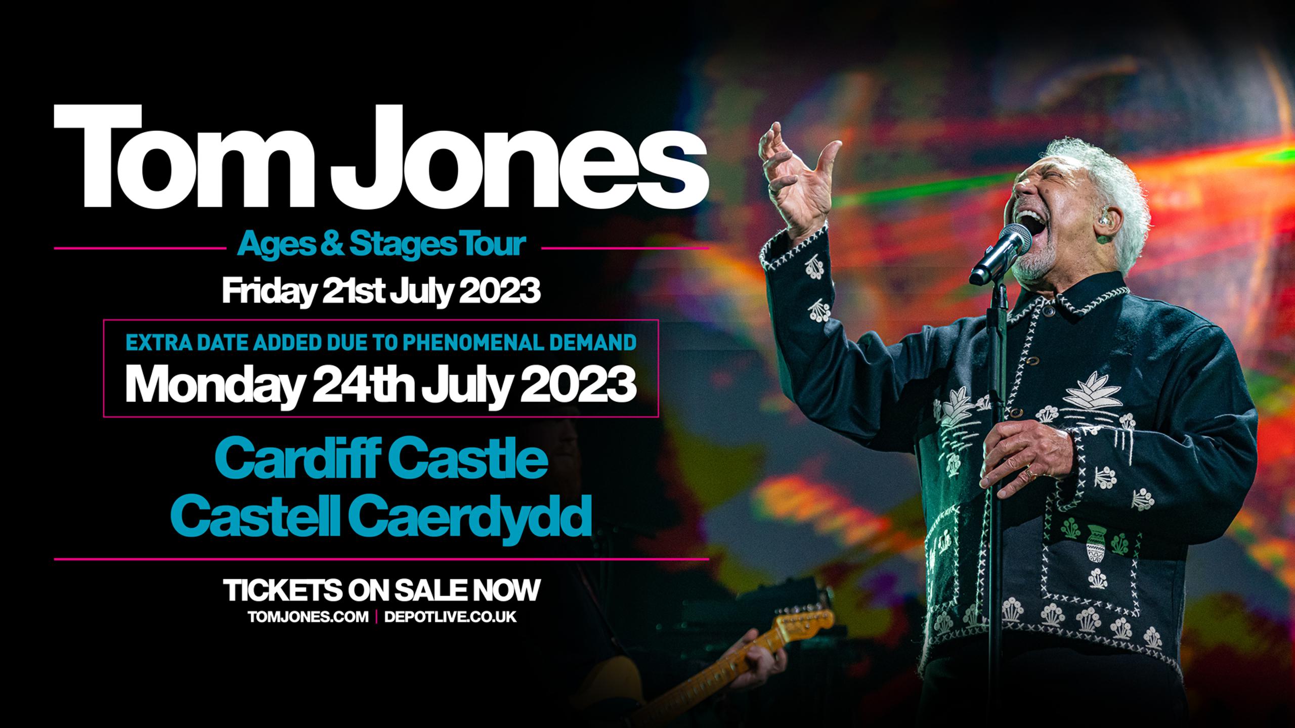 Tom Jones concert tickets for Cardiff Castle, Cardiff Monday, 24 July