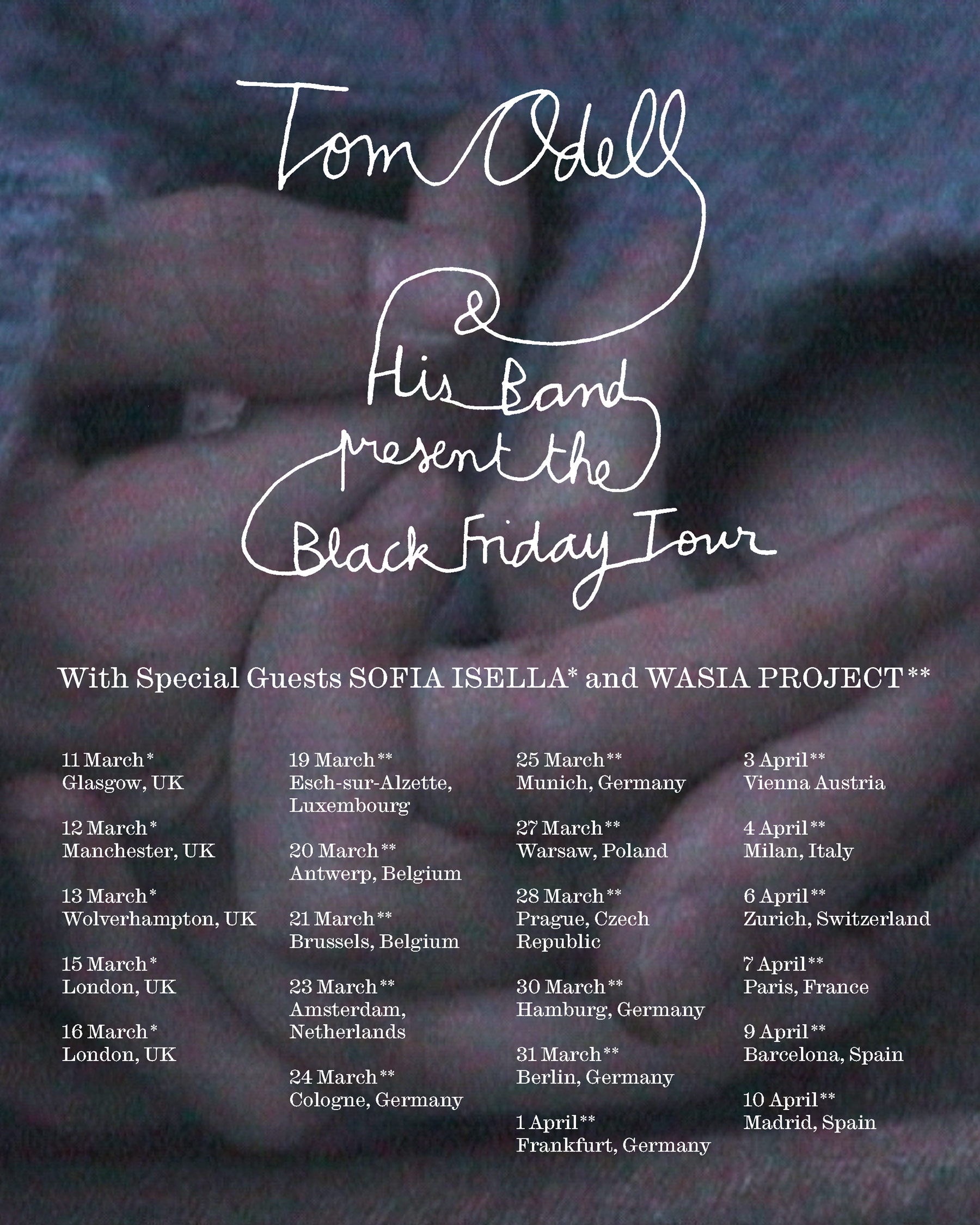 Photographie promotionnelle de Concierto de Tom Odell en Londres.