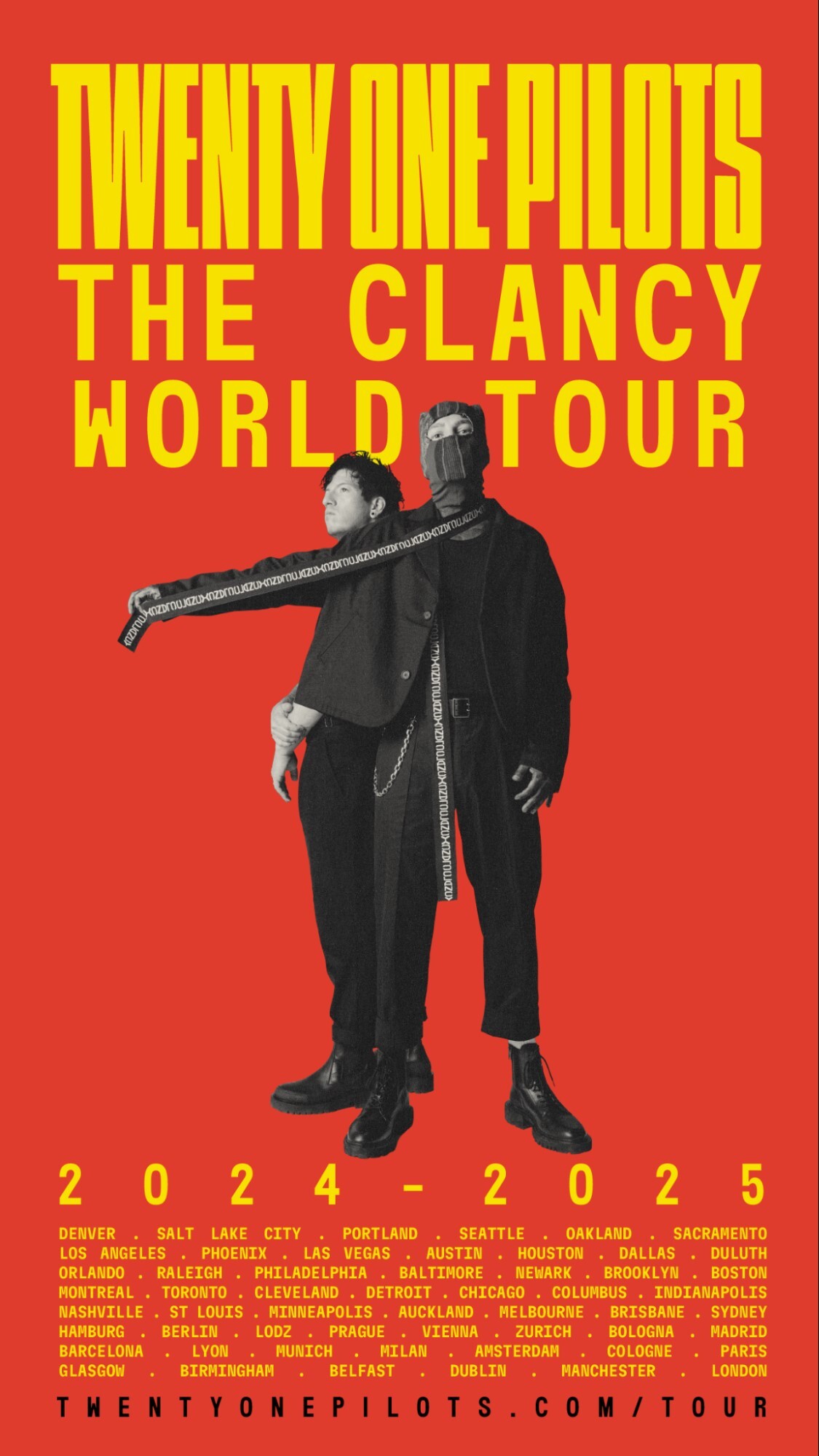 Photographie promotionnelle de Concierto de Twenty One Pilots en Milan.