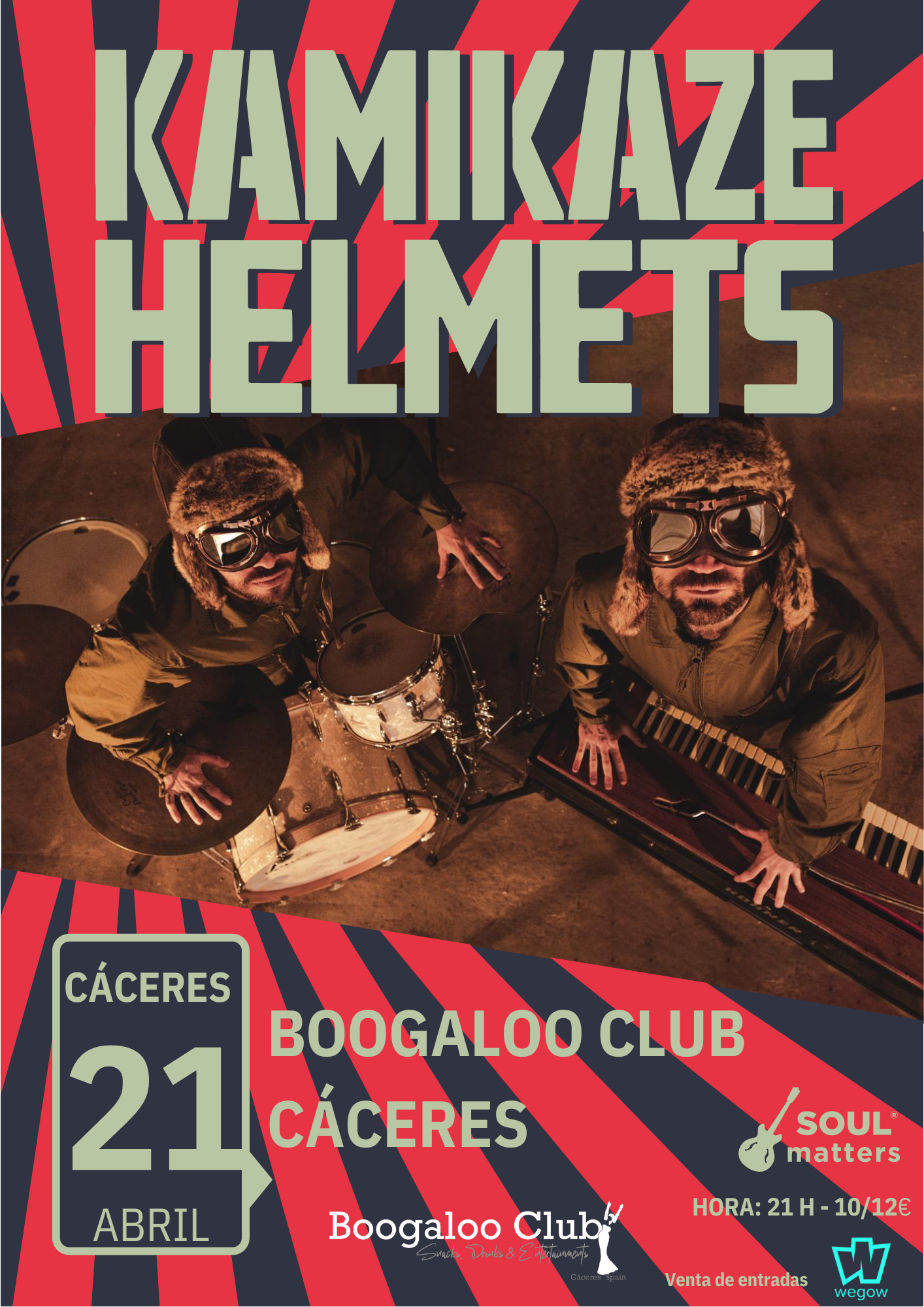 Fotografía promocional de concierto KAMIKAZE HELMETS en Cáceres
