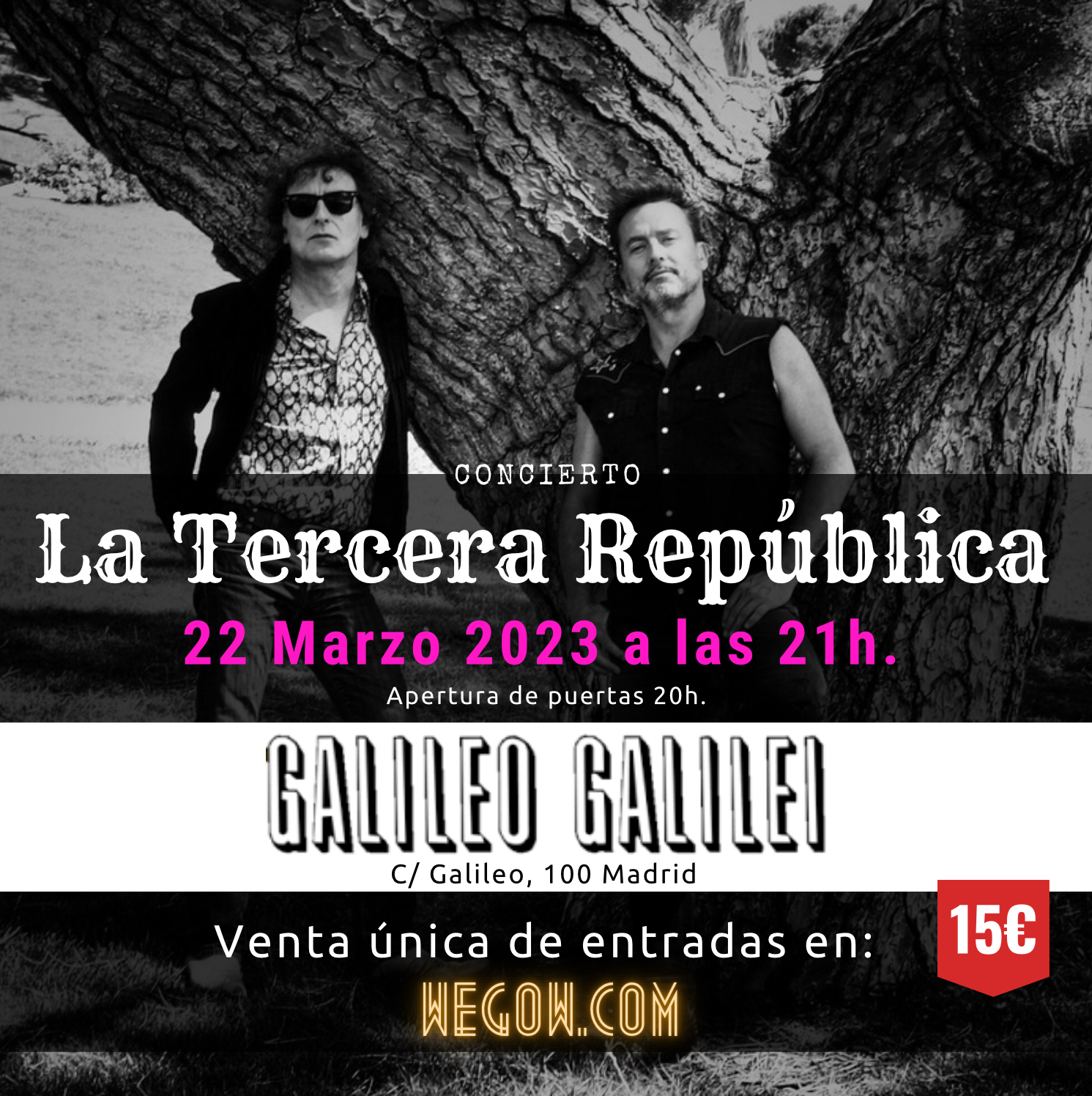 Fotografía promocional de Concierto La Tercera República en Madrid