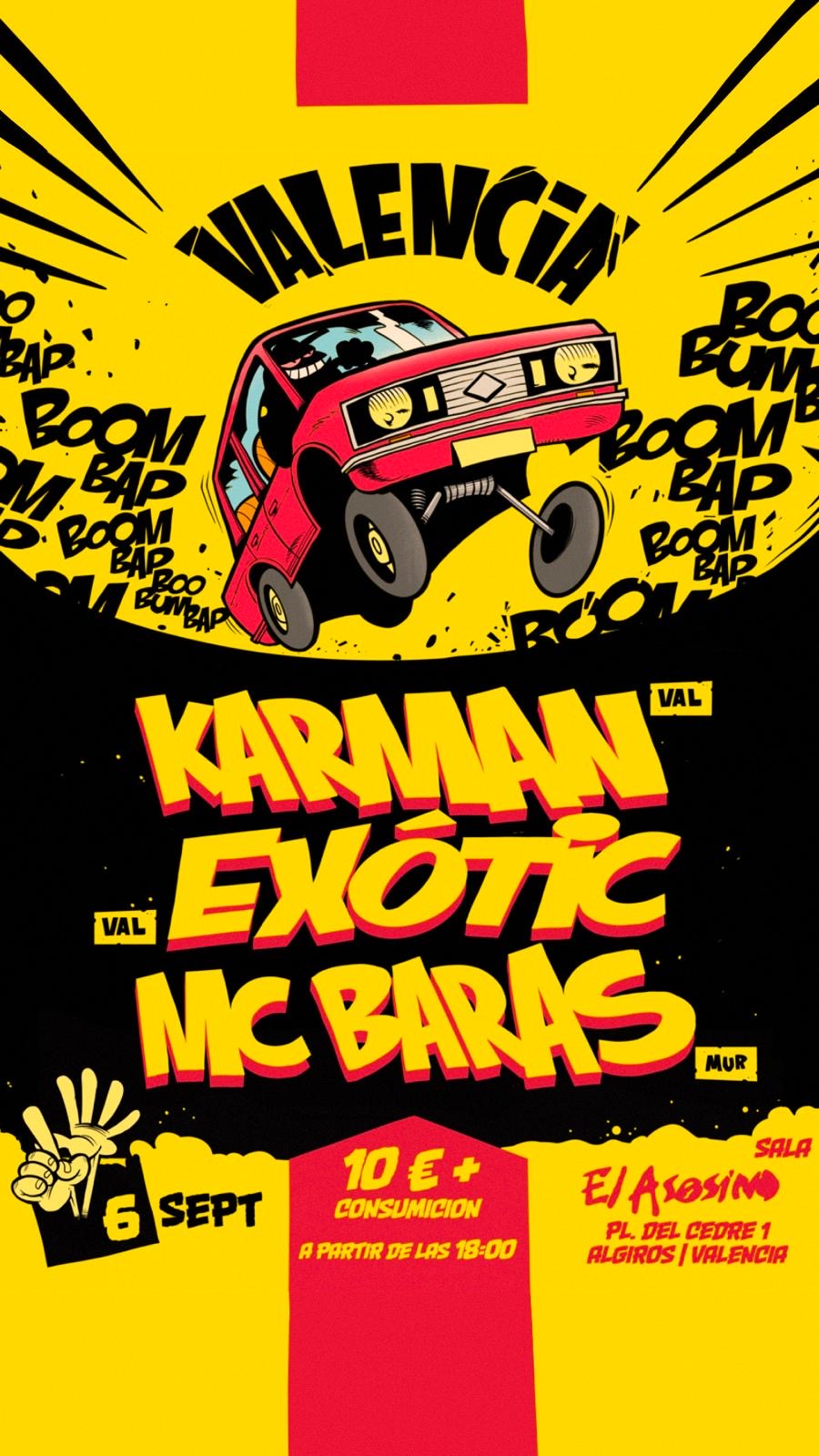Fotografía promocional de Concierto MC BARAS, KARMAN, EXÓTIC en Valencia