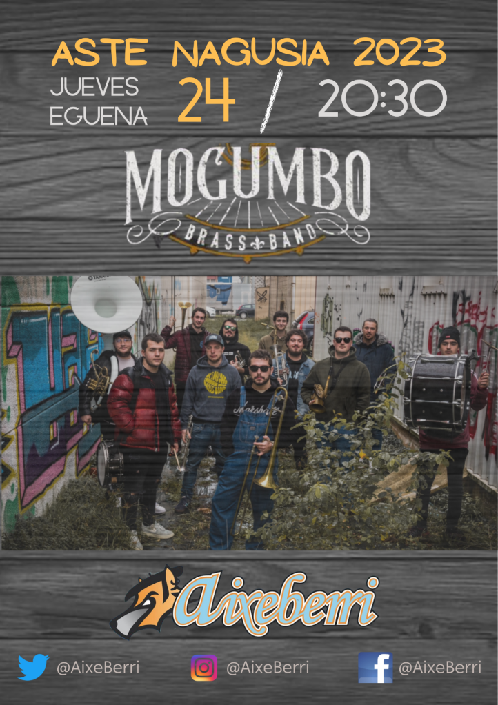 Fotografía promocional de Concierto MOGUMBO BRASS BAND txosna Aixeberri Konpartsa