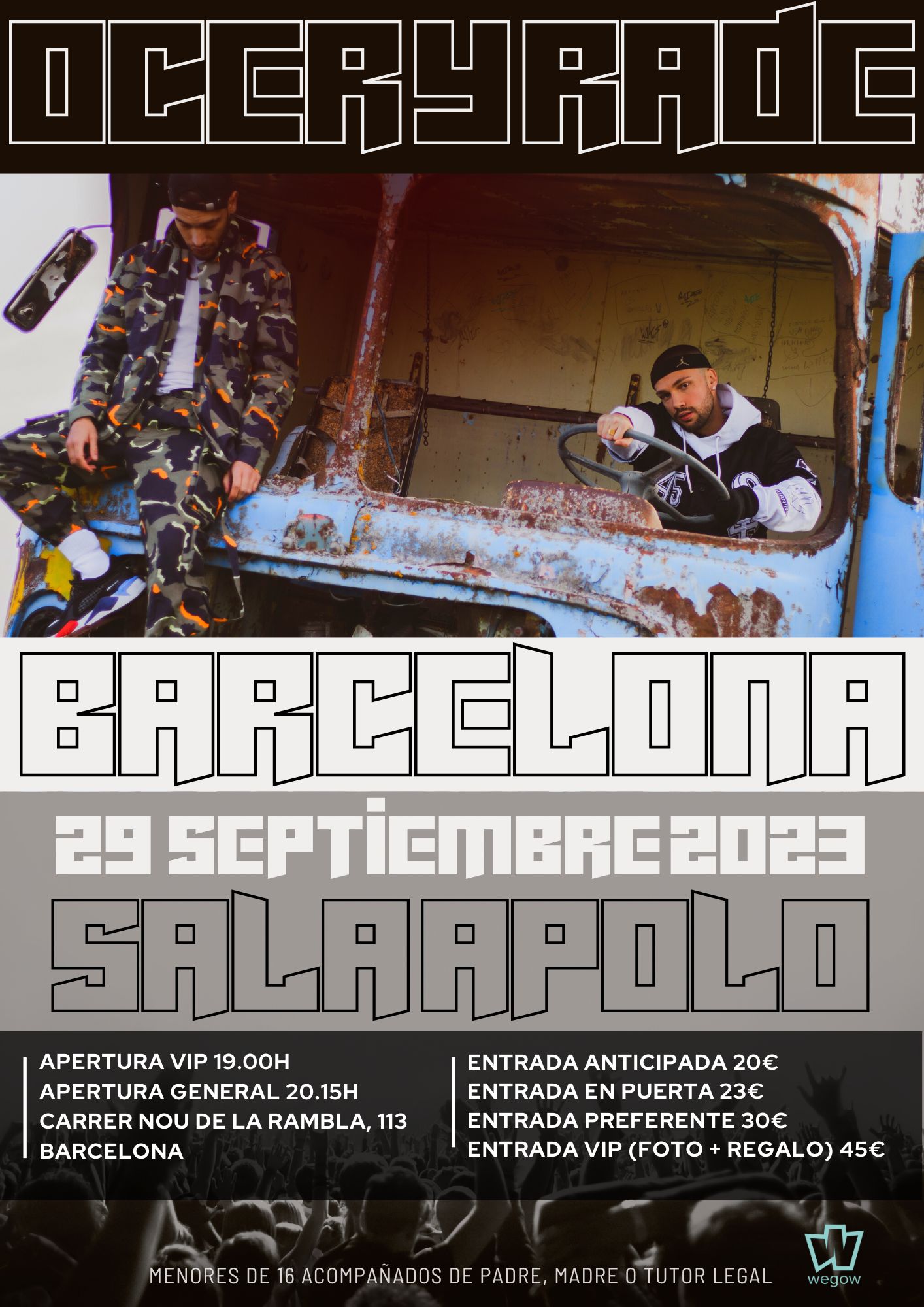 Fotografía promocional de Concierto OCER Y RADE en Barcelona