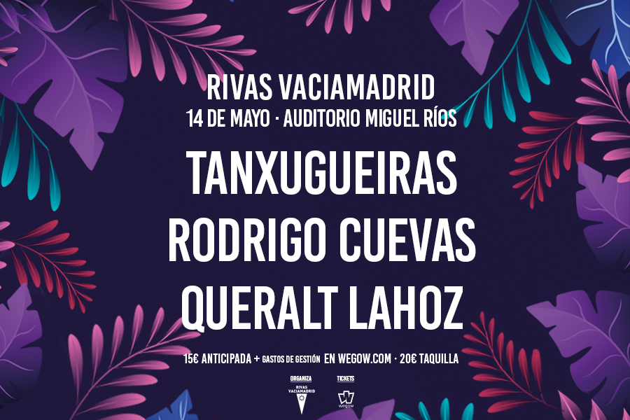 Fotografía promocional de Rodrigo Cuevas, Tanxugueiras y Queralt Lahoz en las Fiestas de Rivas 2024