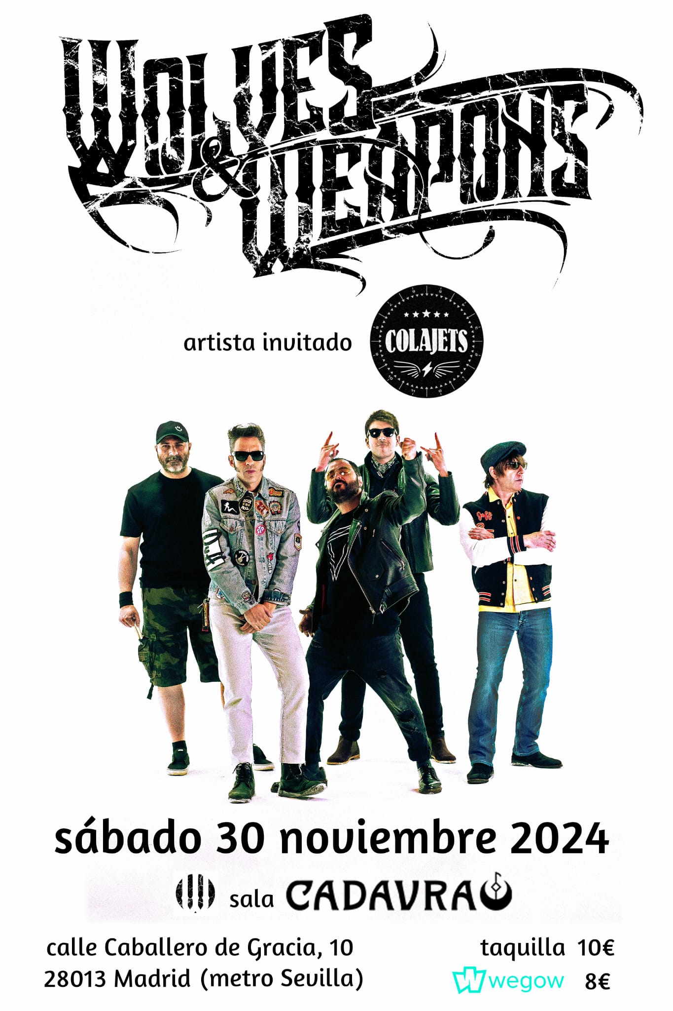 Fotografía promocional de Concierto Wolves & Weapons + Colajets en sala Cadavra