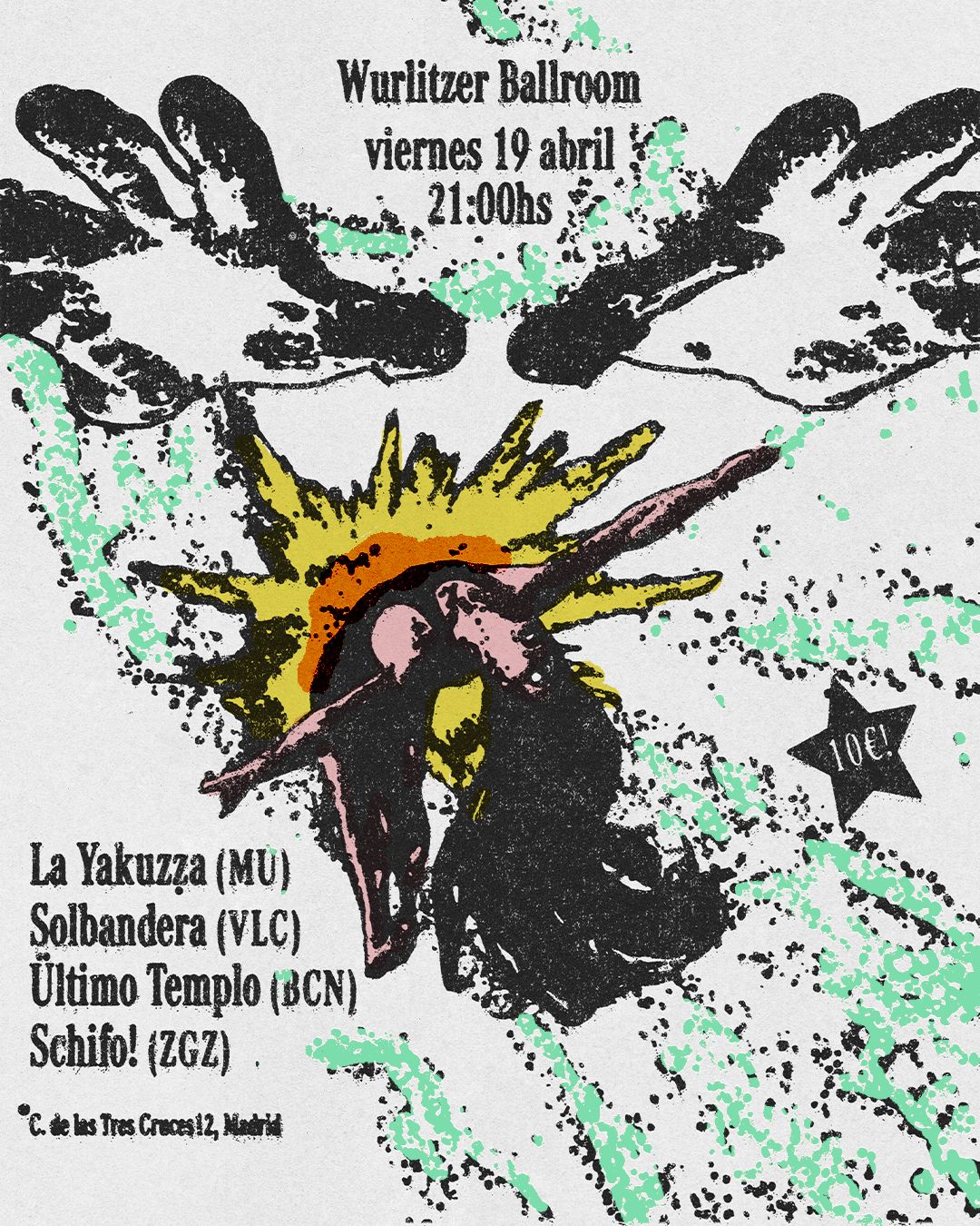 Fotografía promocional de Concierto Yakuzza + Último Templo + SolBandera + Schifo!