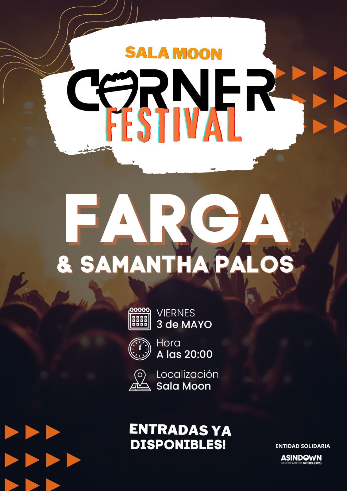 Fotografía promocional de Corner Festival. Sala Moon. Farga & Samantha Palos