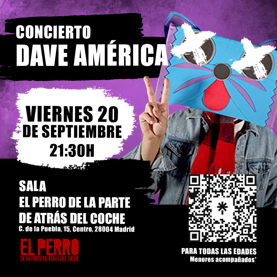 Fotografía promocional de Dave America en el perro de la parte de atrás del coche