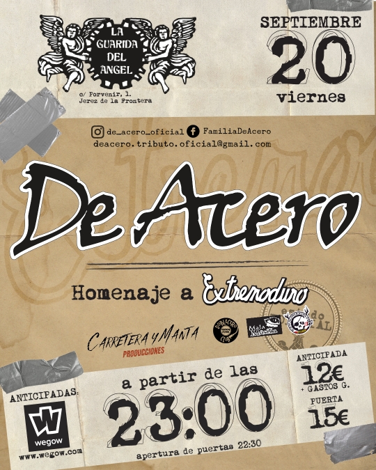 Fotografía promocional de De Acero, el tributo a Extremoduro en Jerez