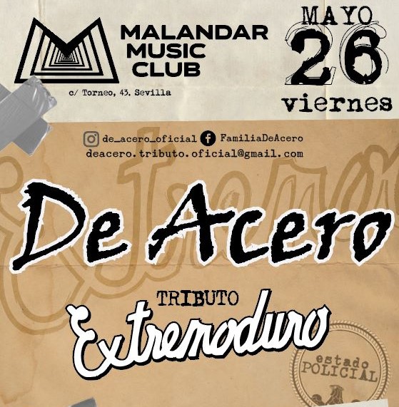 Fotografía promocional de De Acero, Tributo a Extemoduro en Sevilla