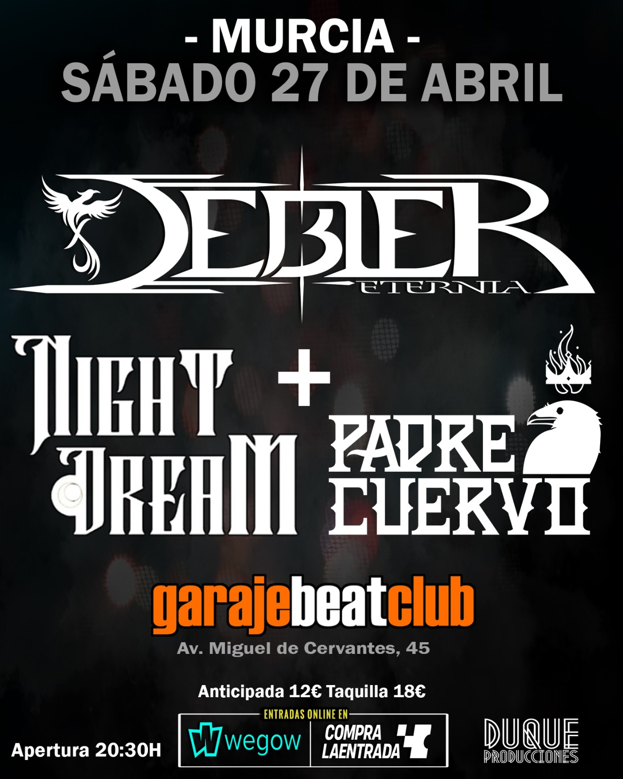 Fotografía promocional de Debler junto a Padre Cuervo y  Night Dream en Murcia