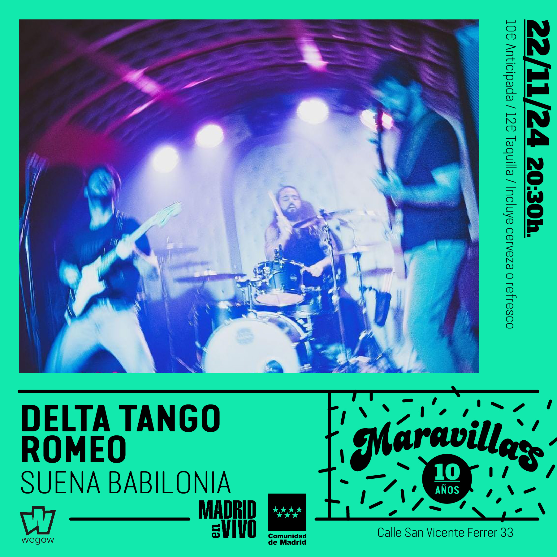 Fotografía promocional de Delta Tango Romeo + Suena Babilonia en Maravillas Club