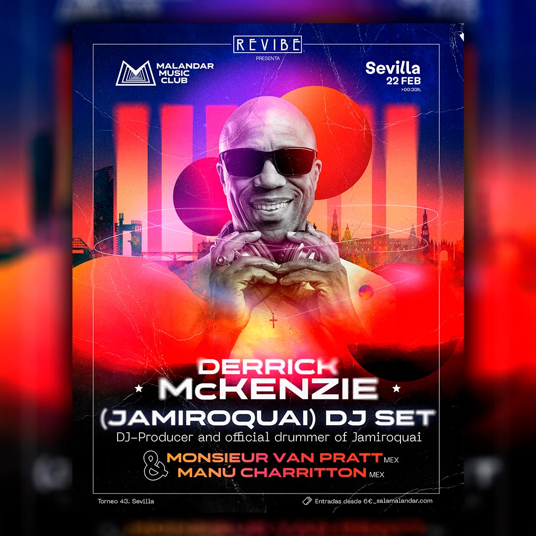 Promotional photograph of Derrick McKenzie (Jamiroquai) DJ SET en Malandar.