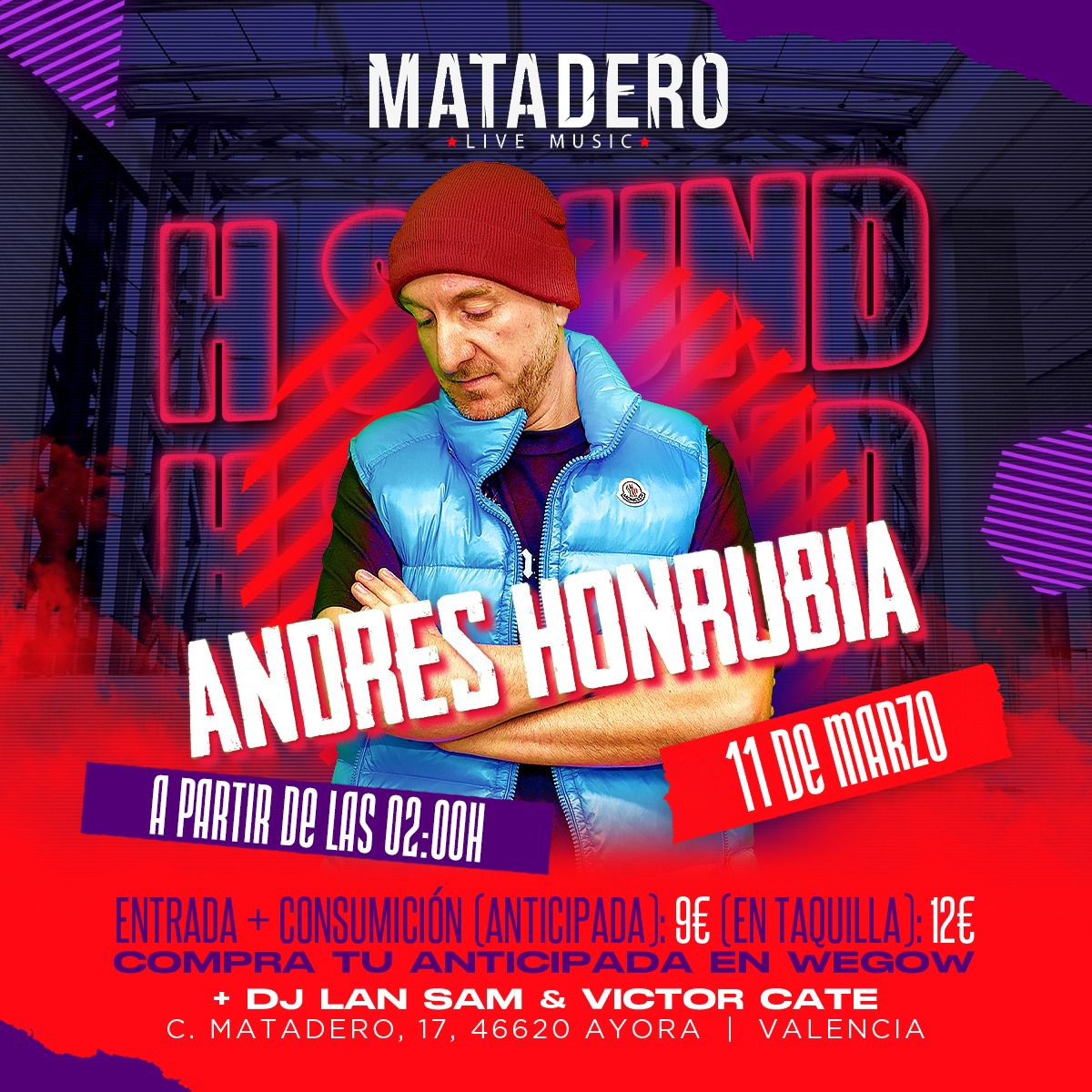 Fotografía promocional de Sesión Dj Andrés Honrubia en Sala Matadero Ayora