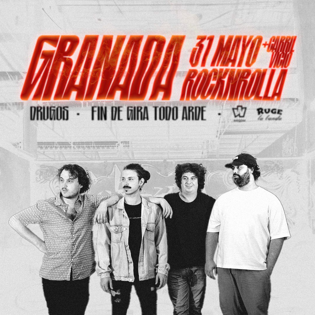 Fotografía promocional de Drugos en Granada, 31 de mayo (Rocknrolla) + Carril Vicio