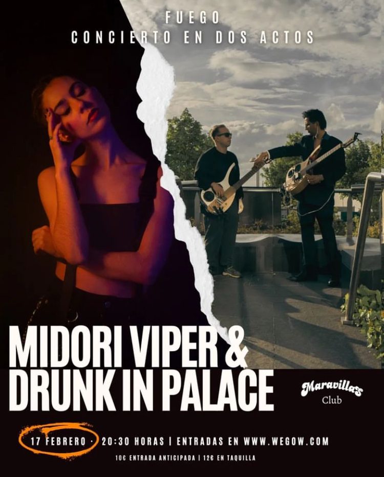 Fotografía promocional de Drunk in Palace + Midori Viper en Maravillas Club