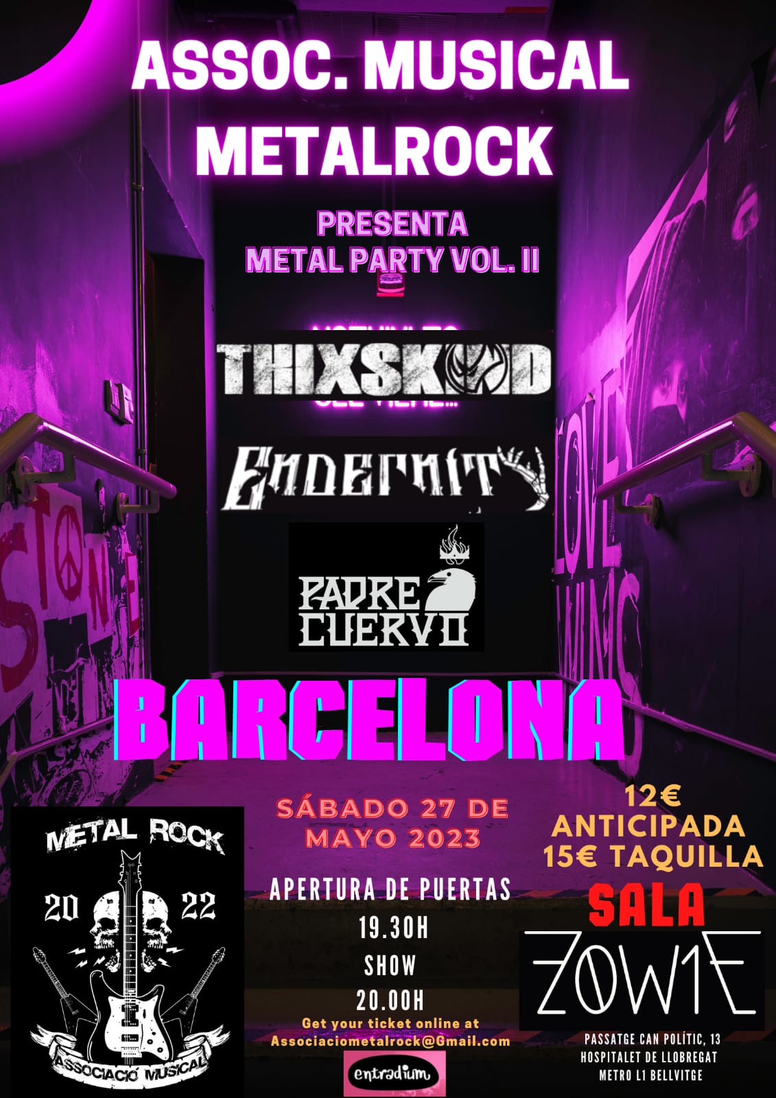 Fotografía promocional de Endernity, Padre Cuerco en la Fiesta Metalparty Vol. 2!! Hospitalet de Llobregat, Barcelona.