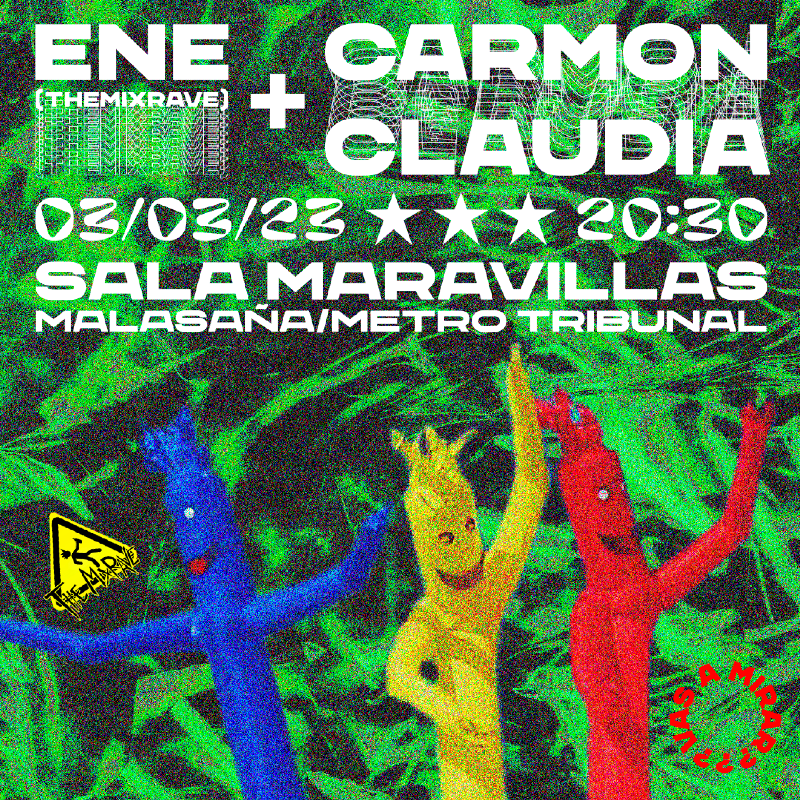 Fotografía promocional de Ene + Claudia y Carmon en Maravillas Club