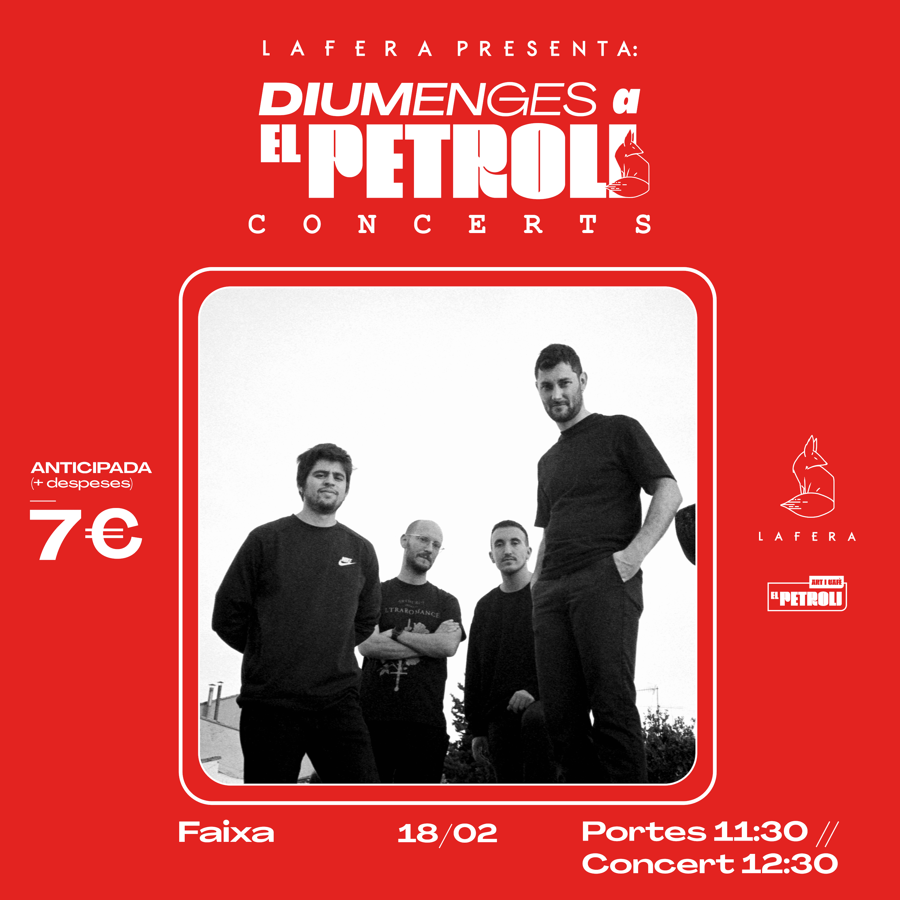 Fotografía promocional de Faixa en concert a El Petroli