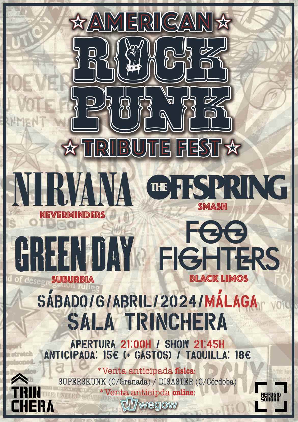 Fotografía promocional de Festival de Tributos AMERICAN ROCK PUNK (Málaga)