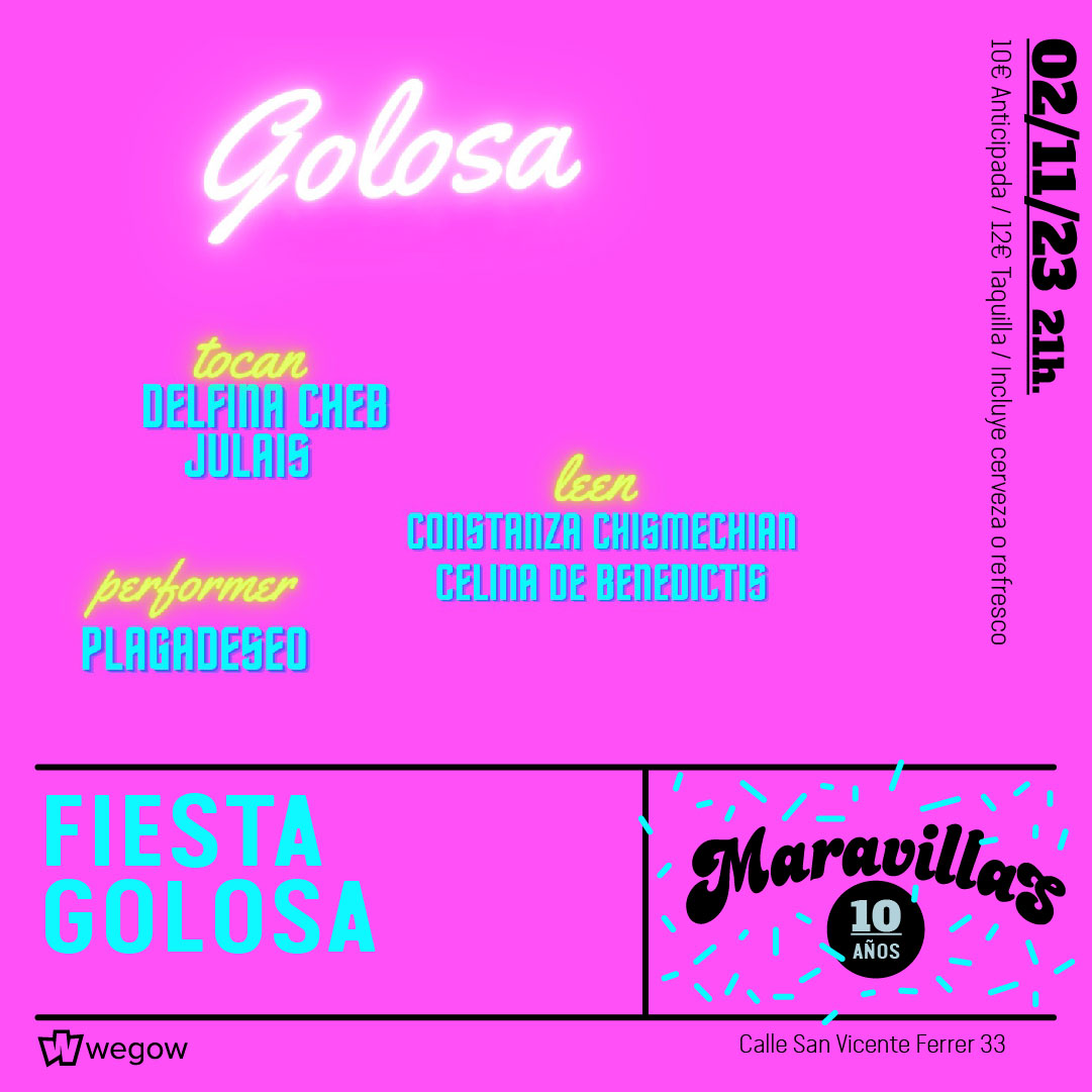 Fotografía promocional de Fiesta Golosa en Maravillas Club