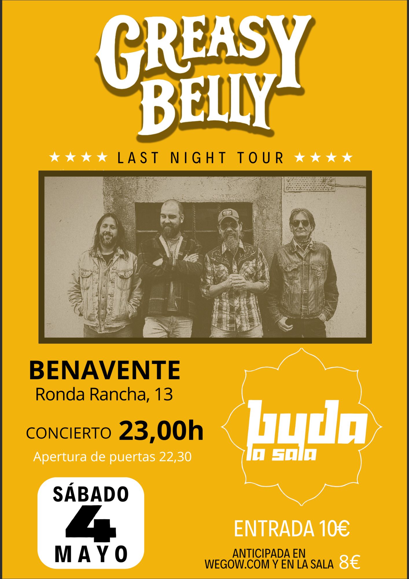 Promotional photograph of GREASY BELLY La Sala Buda Benavente.