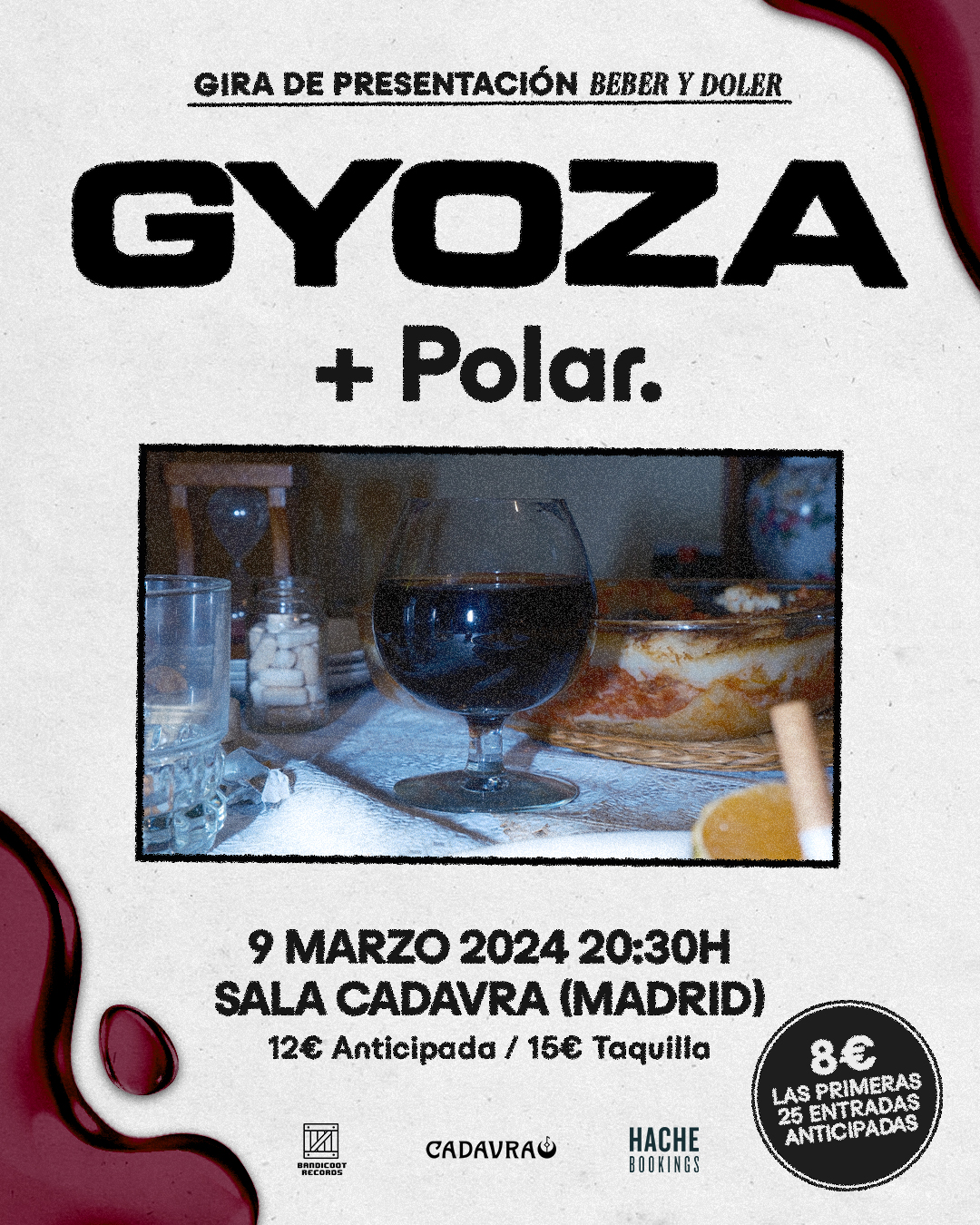 Fotografía promocional de GYOZA en MADRID presentando Beber y doler
