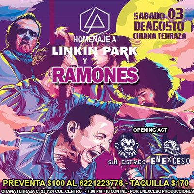 Fotografía promocional de Homenaje a Linkin Park y Ramones